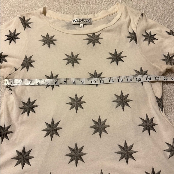 Wildfox Cream Grey Star Octagram Short Sleeve Tee Shirt - Picture 4 of 10